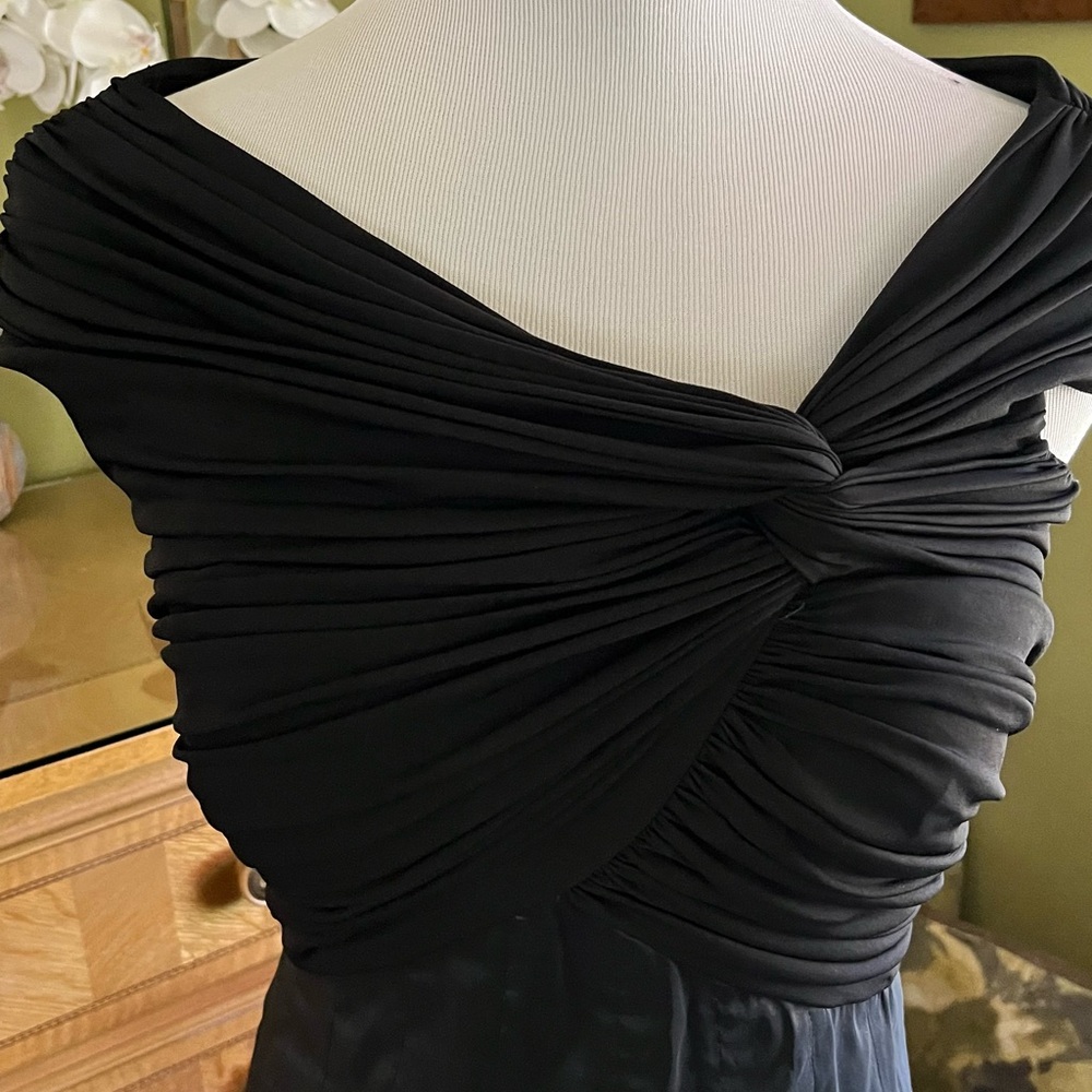 Tadashi Shoji Black Asymmetrical Ruched Cocktail Dress